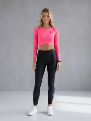 Női prémium, hosszú ujjú funkcionális crop felső ALTISPORT VOJ/ALW000TR04 FLUO RÓZSASZÍN