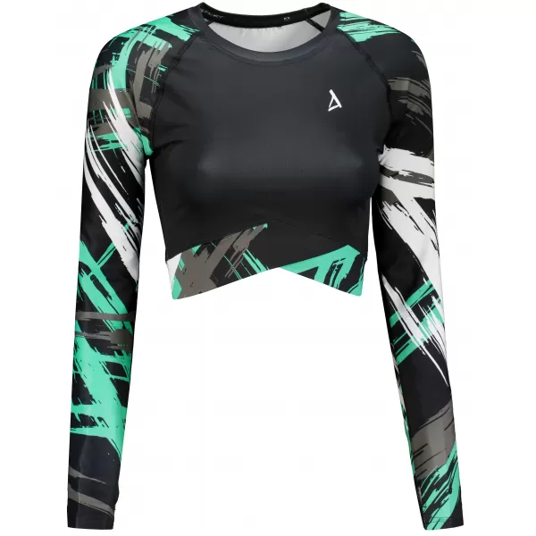  Női prémium, hosszú ujjú funkcionális crop felső ALTISPORT VOJ/ALW039TR04 FEKETE/TÜRKIZ 