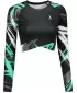 Női prémium, hosszú ujjú funkcionális crop felső ALTISPORT VOJ/ALW039TR04 FEKETE/TÜRKIZ