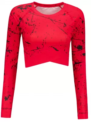 Női prémium, hosszú ujjú funkcionális crop felső ALTISPORT VOJ/ALW034TR04 PIROS