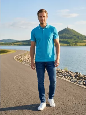 Férfi póló gallérral ALTISPORT NoPrint NP/ALM912 TÜRKIZ