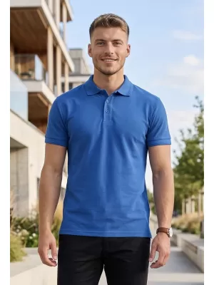Férfi póló gallérral ALTISPORT NoPrint NP/ALM302 AZÚRKÉK
