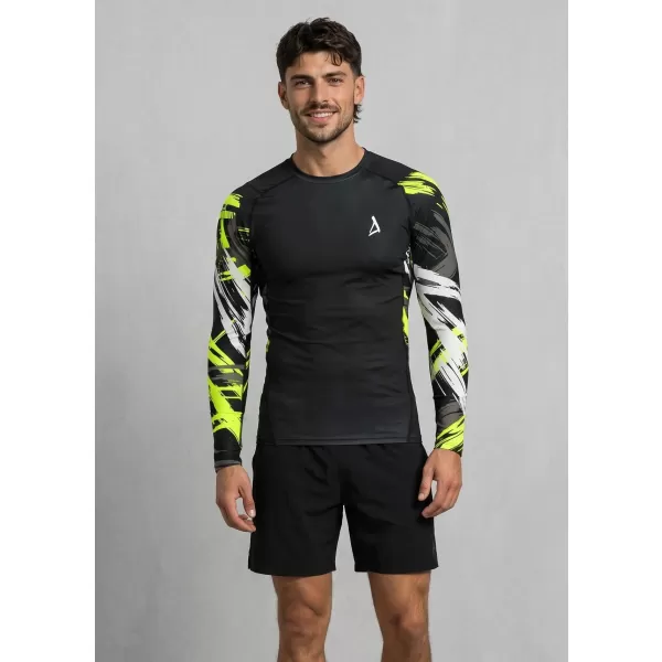  Pánské funkční kompresní tričko premium ALTISPORT VOJ/ALM039TR03 ČERNOŽLUTÁ 