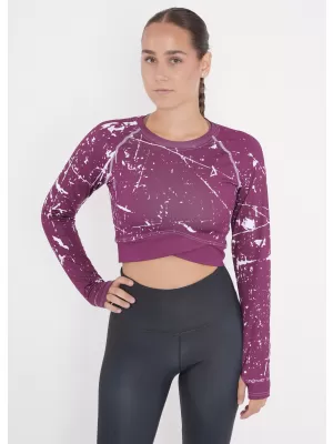 Női prémium, hosszú ujjú funkcionális crop felső ALTISPORT VOJ/ALW034TR04 FUKSZIA