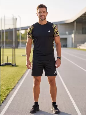 Férfi prémium rövid ujjú funkcionális kompressziós póló ALTISPORT VOJ/ALM038TR04 FEKETE ÉS ZÖLD