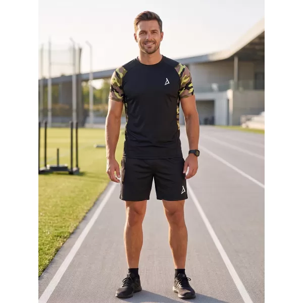  Férfi prémium rövid ujjú funkcionális kompressziós póló ALTISPORT VOJ/ALM038TR04 FEKETE ÉS ZÖLD 