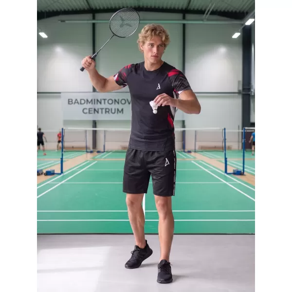  Férfi prémium rövid ujjú funkcionális kompressziós póló ALTISPORT VOJ/ALM039TR04 FEKETE ÉS PIROS 
