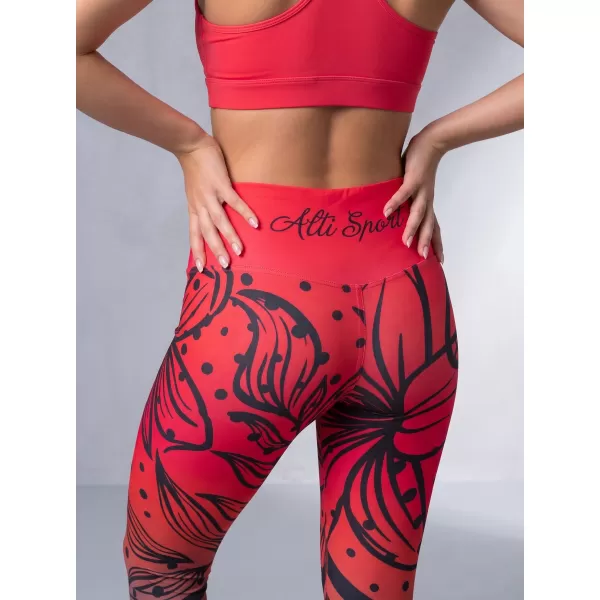  Női hosszú, prémium funkcionális leggings ALTISPORT VOJ/ALW045LEG01 PIROS ÉS FEKETE 