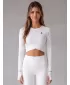 Női prémium, hosszú ujjú funkcionális crop felső ALTISPORT VOJ/ALW000TR04 FEHÉR