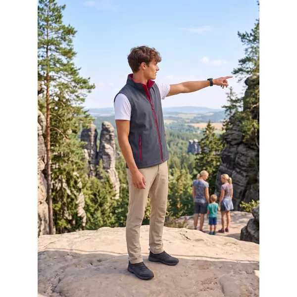  Férfi softshell mellény ALTISPORT NoPrint NP/ALM8211NJ VASSZÜRKE/PIROS 