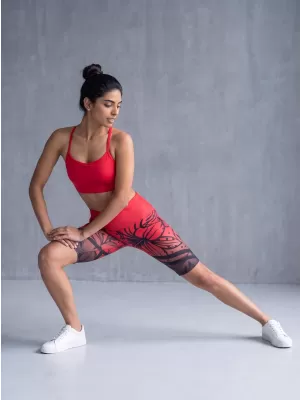 Női prémium funkcionális leggings térd felett ALTISPORT VOJ/ALW045LEG02 PIROS ÉS FEKETE