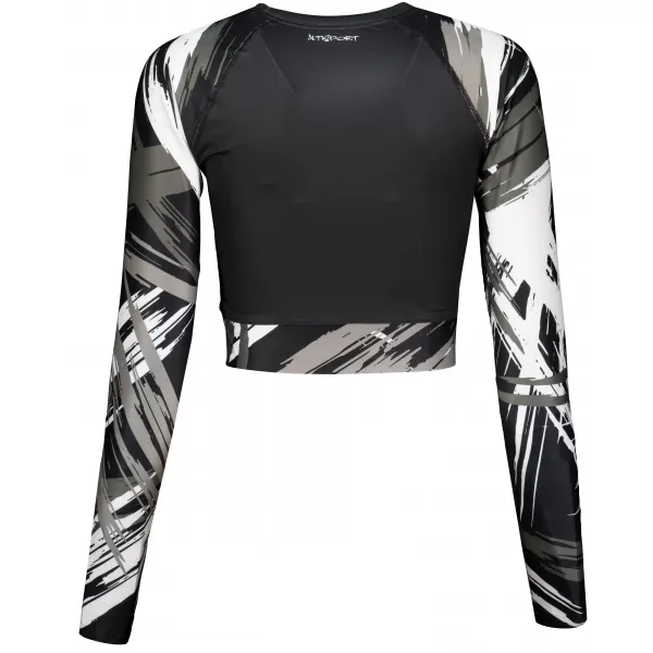  Női prémium, hosszú ujjú funkcionális crop felső ALTISPORT VOJ/ALW039TR04 FEKETE-FEHÉR 