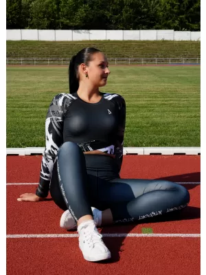 Női prémium, hosszú ujjú funkcionális crop felső ALTISPORT VOJ/ALW039TR04 FEKETE-FEHÉR