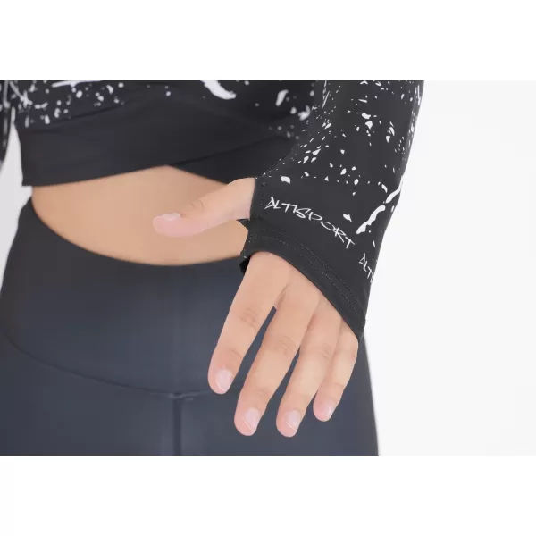  Női prémium, hosszú ujjú funkcionális crop felső ALTISPORT VOJ/ALW034TR04 FEKETE 