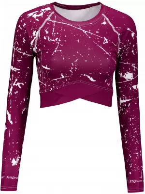 Női prémium, hosszú ujjú funkcionális crop felső ALTISPORT VOJ/ALW034TR04 FUKSZIA