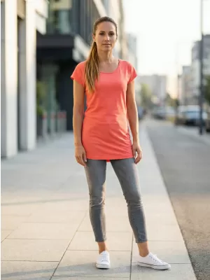 Hosszú női póló ALTISPORT NoPrint NP/ALW321 KORALL