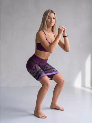 Női prémium funkcionális leggings térd felett ALTISPORT VOJ/ALW045LEG02 LILA/FEKETE