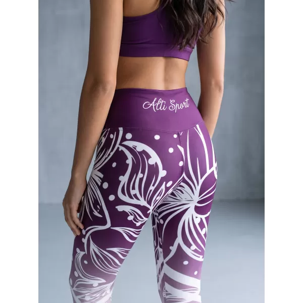  Női hosszú, prémium funkcionális leggings ALTISPORT VOJ/ALW045LEG01 LILA/FEHÉR 