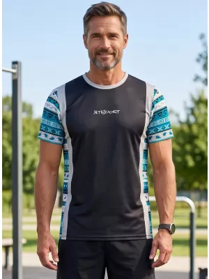 Férfi funkcionális prémium póló ALTISPORT VOJ/ALM043TR01 FEKETE ÉS KÉK