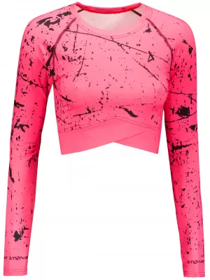 Női prémium, hosszú ujjú funkcionális crop felső ALTISPORT VOJ/ALW034TR04 FLUO RÓZSASZÍN