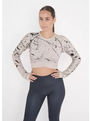 Női prémium, hosszú ujjú funkcionális crop felső ALTISPORT VOJ/ALW034TR04 BARNA