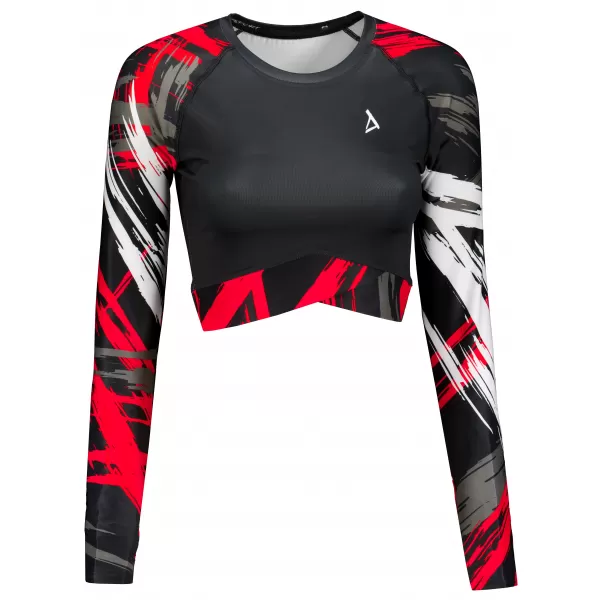  Női prémium, hosszú ujjú funkcionális crop felső ALTISPORT VOJ/ALW039TR04 FEKETE PIROS 