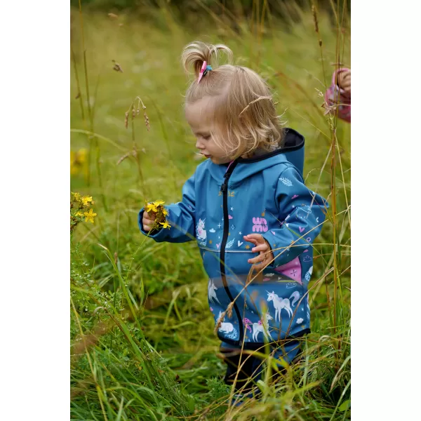  Gyermek softshell kabát WAMU JEDNOROŽCI KÉK 