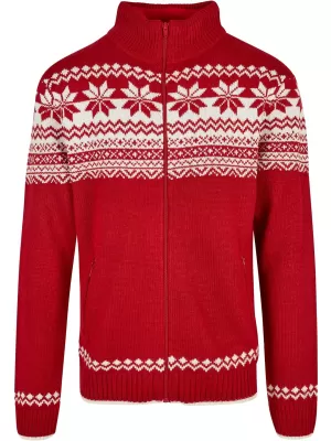 Férfi pulóver BRANDIT CARDIGAN NORWEGER BD5030 PIROS