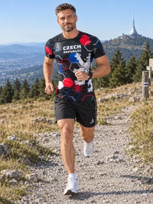 Férfi funkcionális kompressziós ing rövid ujjú prémium ALTISPORT VOJ/ALM036TR04 HEXA FEKETE