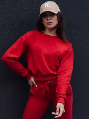 Női pulóver DSTREET CASUALVIBE SÖTÉTVÖRÖS