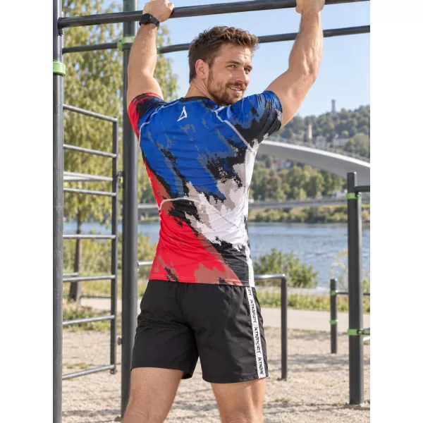 Férfi funkcionális kompressziós ing rövid ujjú prémium ALTISPORT VOJ/ALM036TR04 CSÍKOK 