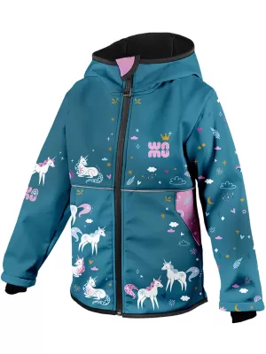 Gyermek softshell kabát WAMU JEDNOROŽCI KÉK