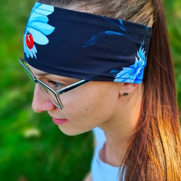  Gyermek sport fejpánt WAMU LUČNÍ KYTKY FEKETE 