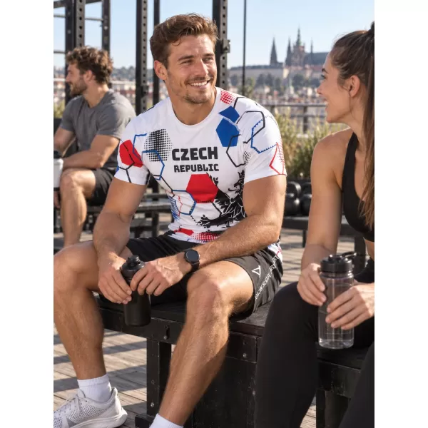  Férfi funkcionális kompressziós ing rövid ujjú prémium ALTISPORT VOJ/ALM036TR04 HEXA FEHÉR 
