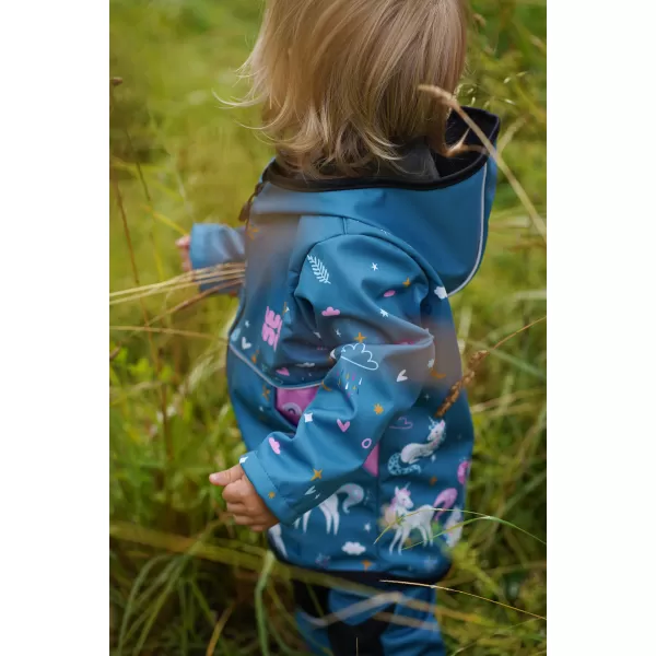  Gyermek softshell kabát WAMU JEDNOROŽCI KÉK 