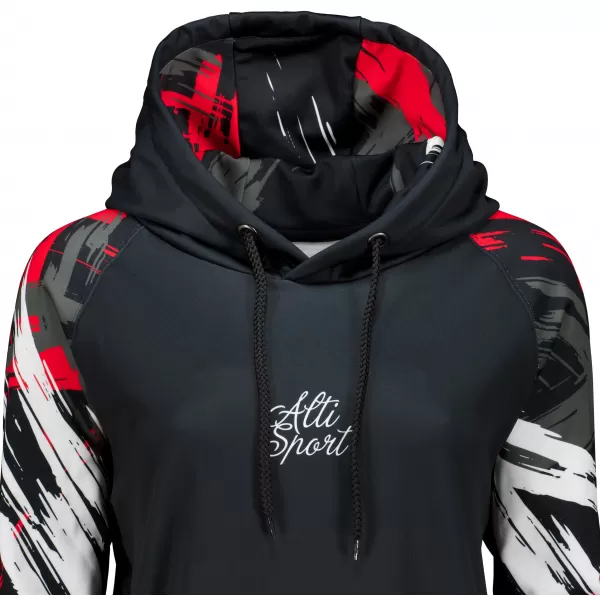  Prémium női funkcionális hosszabbított pulóver ALTISPORT VOJ/ALW039MI03 FEKETE/PIROS 