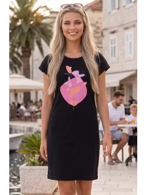 Női meghosszabbított T -póló/ruha ALTISPORT ALW187178 FEKETE -PINK
