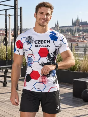 Férfi funkcionális kompressziós ing rövid ujjú prémium ALTISPORT VOJ/ALM036TR04 HEXA FEHÉR