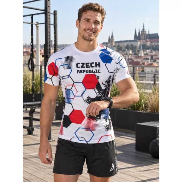 Férfi funkcionális kompressziós ing rövid ujjú prémium ALTISPORT VOJ/ALM036TR04 HEXA FEHÉR 