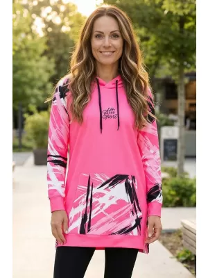 Prémium női funkcionális hosszabbított pulóver ALTISPORT VOJ/ALW039MI03 FLUO RÓZSASZÍN