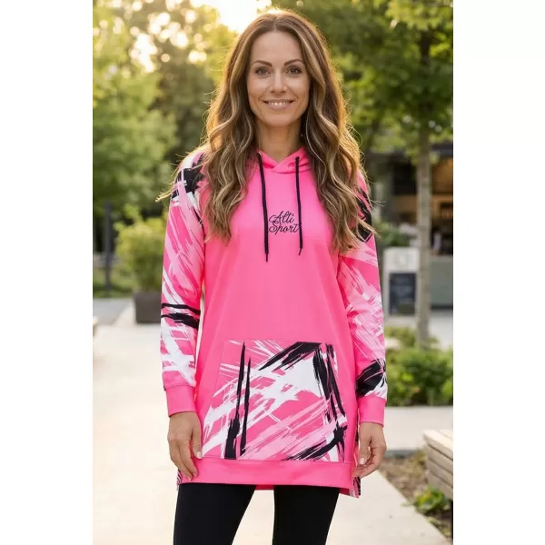  Prémium női funkcionális hosszabbított pulóver ALTISPORT VOJ/ALW039MI03 FLUO RÓZSASZÍN 