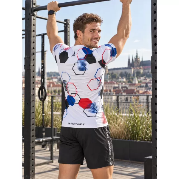  Férfi funkcionális kompressziós ing rövid ujjú prémium ALTISPORT VOJ/ALM036TR04 HEXA FEHÉR 