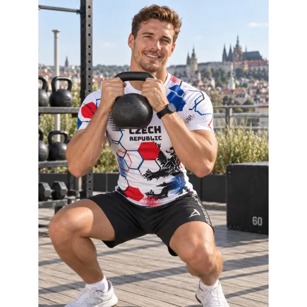 Férfi funkcionális kompressziós ing rövid ujjú prémium ALTISPORT VOJ/ALM036TR04 HEXA FEHÉR 