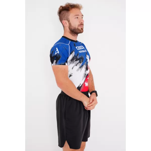  Férfi funkcionális kompressziós ing rövid ujjú prémium ALTISPORT VOJ/ALM036TR04 CSÍKOK 