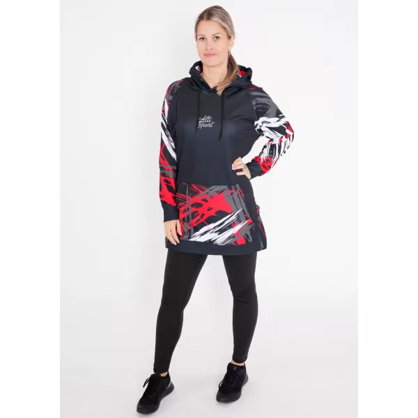  Prémium női funkcionális hosszabbított pulóver ALTISPORT VOJ/ALW039MI03 FEKETE/PIROS 