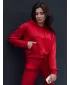 Női pulóver DSTREET TRENDHOOD PIROS