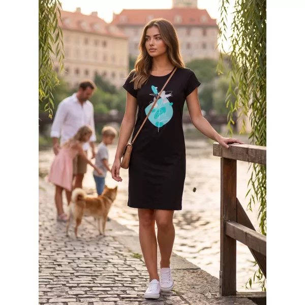 Női meghosszabbított T -póló/ruha ALTISPORT ALW187178 FEKETE -BLUE 