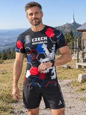 Férfi funkcionális kompressziós ing rövid ujjú prémium ALTISPORT VOJ/ALM036TR04 HEXA FEKETE