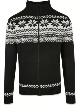 Férfi pulóver BRANDIT CARDIGAN NORWEGER BD5030 FEKETE