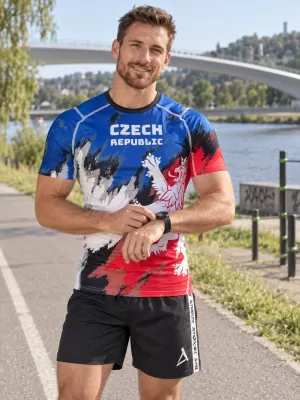 Férfi funkcionális kompressziós ing rövid ujjú prémium ALTISPORT VOJ/ALM036TR04 CSÍKOK